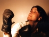 Howling Turbines bassist Gretchen Schaefer in an outtake from the 1998 boxing-poster photo session. Hubley Archives.