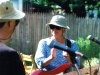 Howling Turbines bassist Gretchen Schaefer, shown circa 2001 in Rikki and Bob Gallagher's backyard in Westbrook during one of the four Gallagher parties we played. Photo by Jeff Stanton.