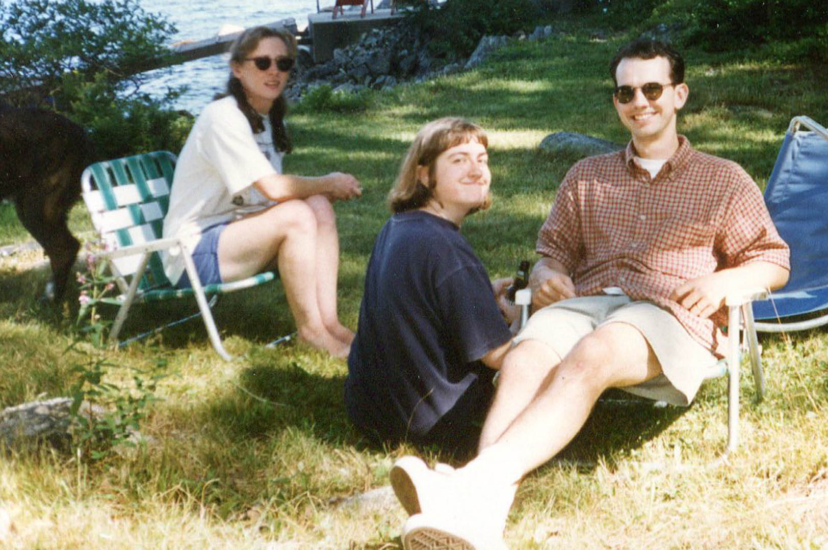 Nancy, at center, and Jonathan Nichols-Pethick at their farewell party in July 1996. At left is Louise Philbrick. Hubley Archives.