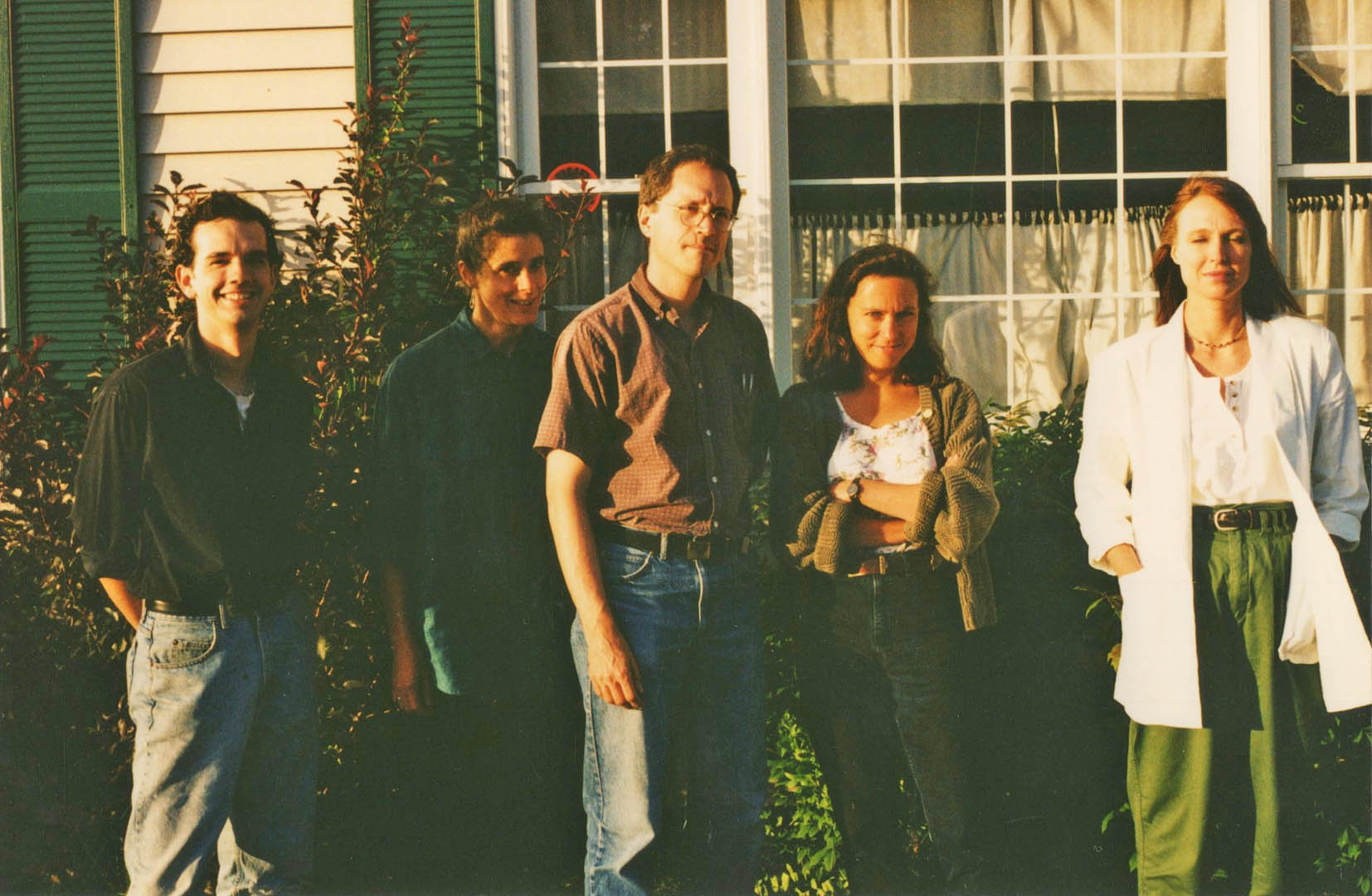 The Cowlix at Norton\'s, summer 1992: Jonathan Nichols-Pethick, Gretchen Schaefer, Doug Hubley, Marcia Goldenberg and Melinda McCardell. We opened for the Slaid Cleaves and the Moxie Men. Photo by Jeff Stanton.