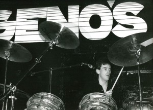 Hmmm, I wonder where this was taken . . . Ken Reynolds during a 1985 Fashion Jungle performance at Geno's, Brown Street, Portland. Jeff Stanton photo.