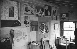 Gretchen's studio at 506 Preble St., South Portland. Digital scan from black & white negative/Hubley Archives.