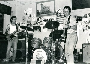The Fashion Jungle at the Tree Cafe, 1987 or 1988. From left: Steve Chapman, drummer Ken Reynolds, Doug Hubley. Photograph by Jeff Stanton.
