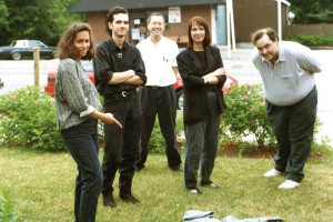 Gretchen took this image of four 'Lix with our longtime friend and roadie Alden Bodwell. Hubley Archives.