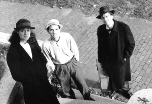 The Boarders in a 1994 publicity image by Jeff Stanton. From left: Gretchen Schaefer, Jonathan Nichols-Pethick, Doug Hubley. Hubley Archives.