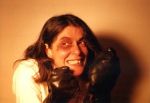 Gretchen in an outtake from the 1998 boxing-poster photo session. Hubley Archives.