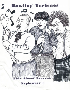 An entry in Gretchen Schaefer's series of Howling Turbines posters based on Three Stooges publicity stills. Hubley Archives.