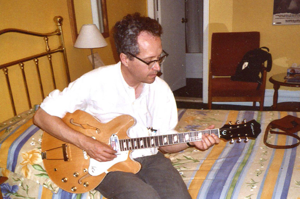 The Epiphone Casino in a hotel in Montreal, where I bought it at a music shop near the Jean Talon market. Gretchen Schaefer photo/Hubley Archives.