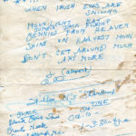 The original Fashion Jungle's swan song was a wedding gig for a South Portland family. Here are handwritten song requests from the mother of the bride. Hubley Archives.